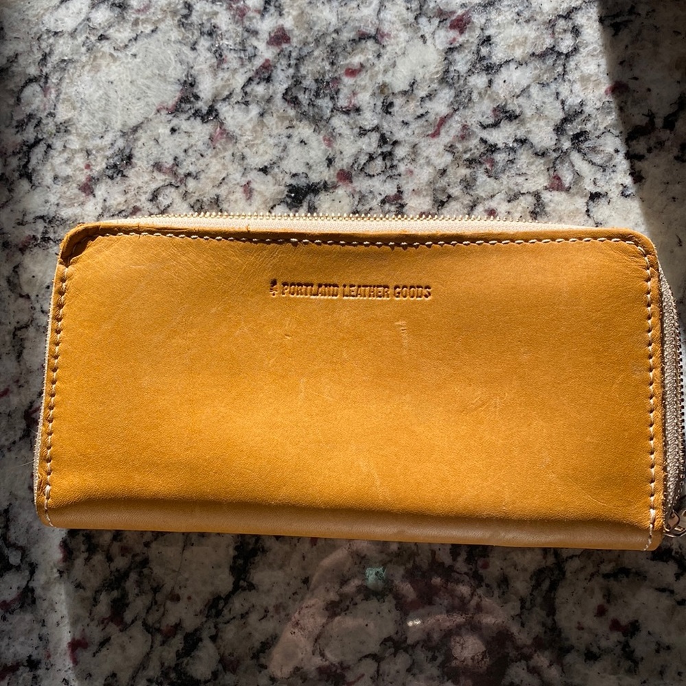 Portland Leather wallet in “Sunflower” color